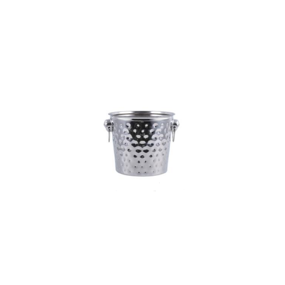 Stainless Steel Champagne Bucket With Ring Handle 7.0L - Hammered