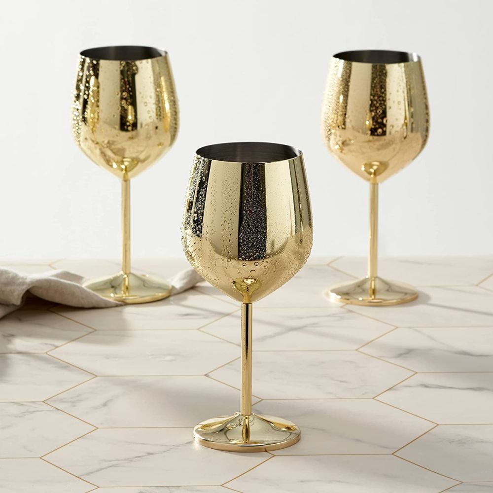 Gold Wine Aluminum Glass
